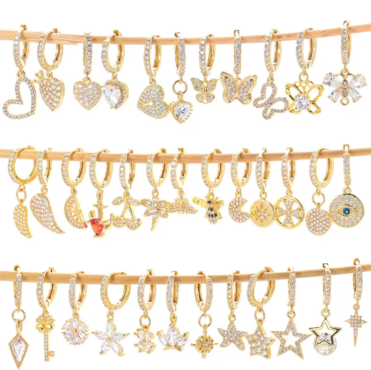 

Hot sell luxury irregular hollow crystal pendant earrings gold plated jewelry accessories for party girls