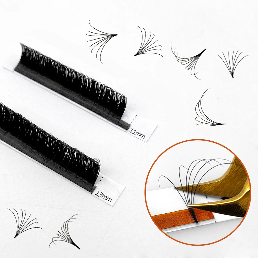 

0.03 0.05 0.07mm J/B/C/CC/D/DD Mega Volume Easy Fanning Lash Extensions Blooming Lashes Extensions Supplies Custom Packaging Box, Natural black