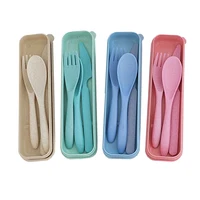 

Hot Sell Travel Camping Picnic Wheat Straw Cutlery Set for Student School