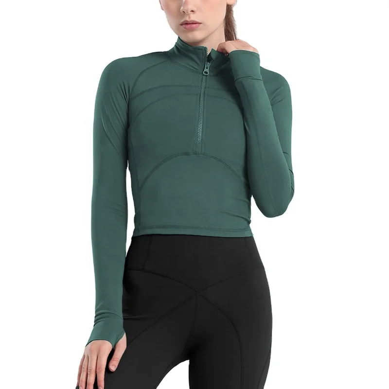 

Half zipper tight-fitting stretch training jacket long-sleeved fitness jacket yoga sports jacket women, Picture color/custom color