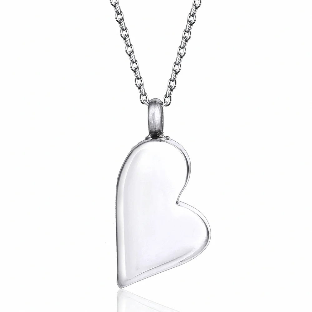 

customized carve glossy heart perfume bottle pendant Memorial pet relatives cinerary casket urn titanium steel necklace