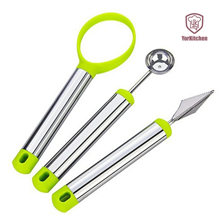 

Stainless Steel Scoop Set 3-in-1 Melon Baller Scoop set Fruit Spoon Ice Cream Dig Ball Scoop Spoon