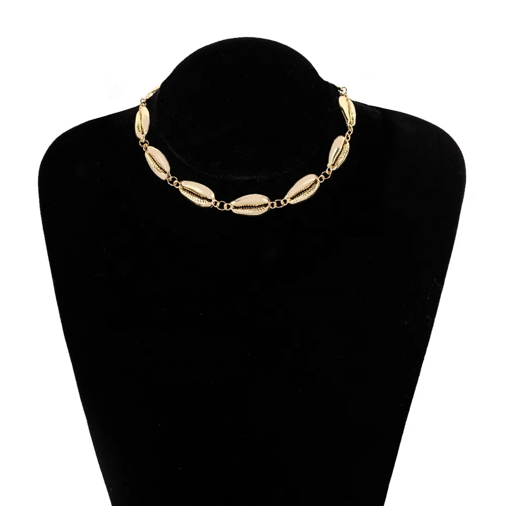 

Boho Jewelry Gold Alloy Cowrie Shell Choker Ocean Beach Shell Choker Necklace