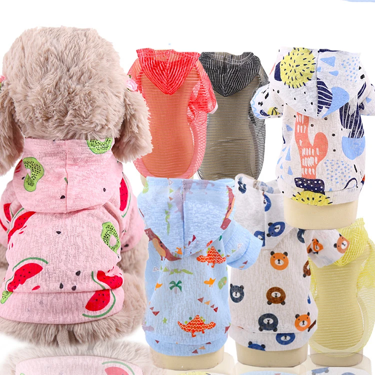 

Spring and summer breathable cat and dog clothes sunscreen vest pet supplies hoodie small and medium-sized dog teddy bear