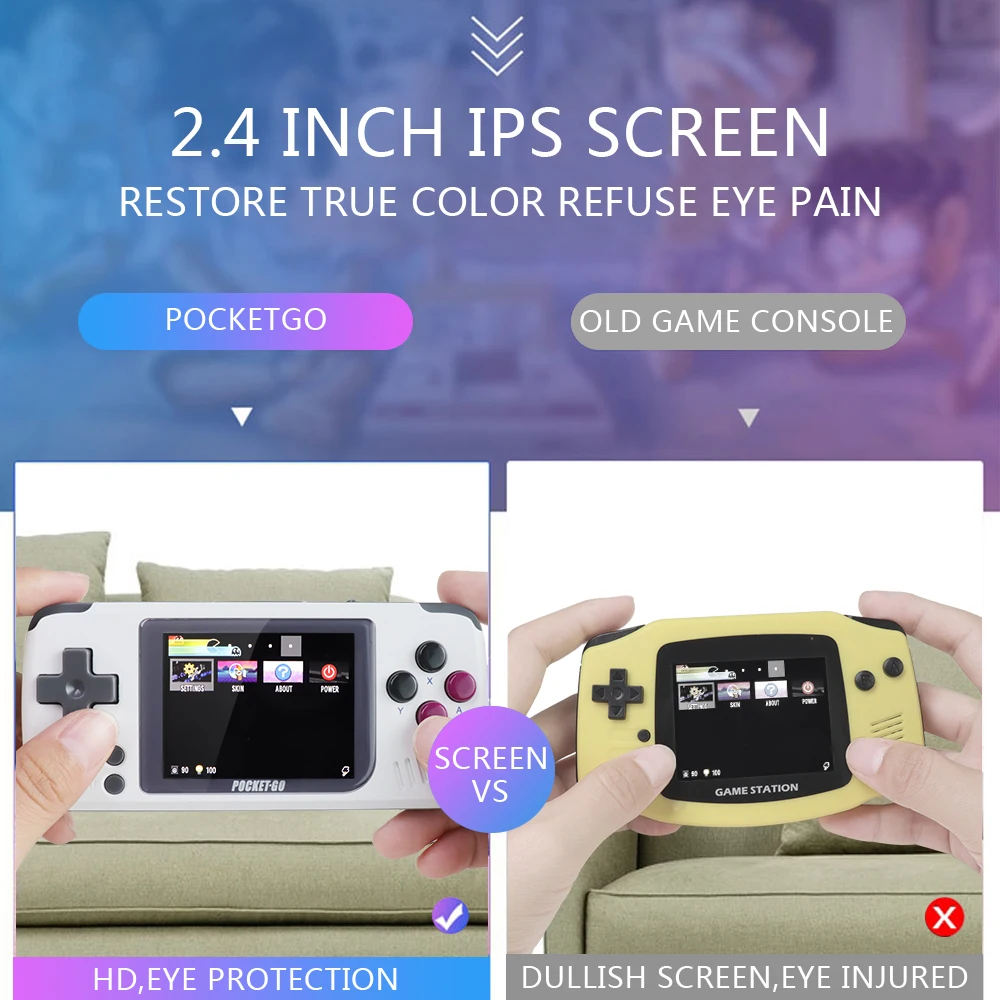 New Pocketgo 2.4 Inch Ips Screen Retro Game Console Handheld Game