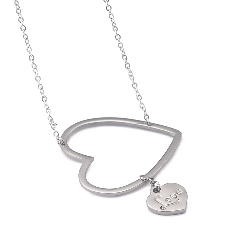 

Fashionable, delicate, simple, two heart suit, stainless steel necklace