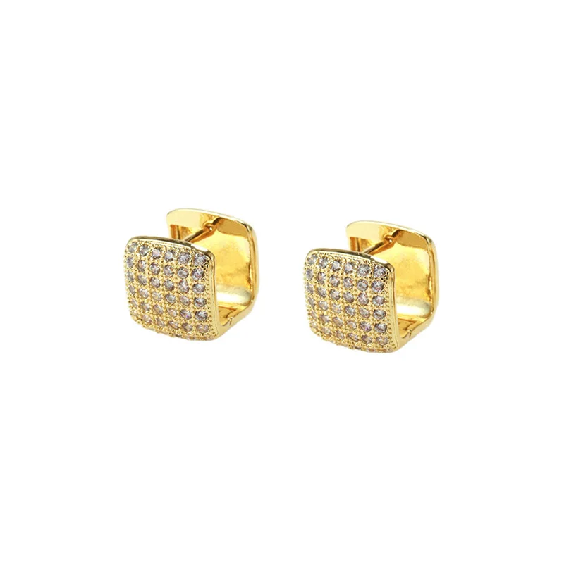 

mirco pave cubic zirconia U shaped gold plated hoop earrings for women