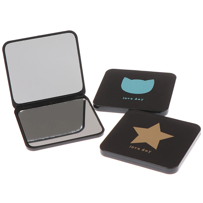 

1PCS Women Foldable Makeup Mirrors Double-sided Lady Cosmetic Hand Folding Portable pretty Pocket Mirror Random Color
