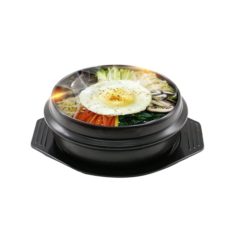 

Amazon hot selling Natural korean cuisine restaurant cookware stone pot casserole Korean Bibimbap bowl, Black