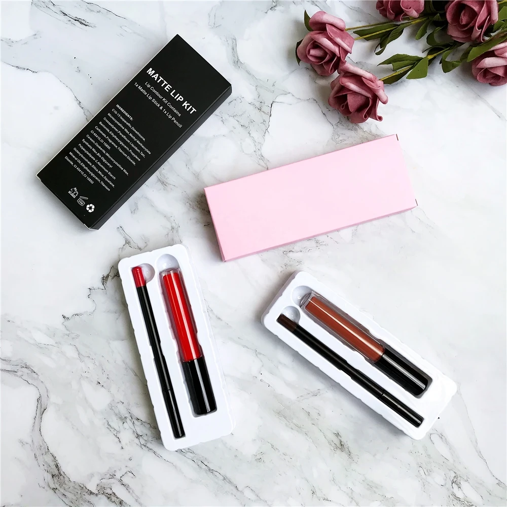 

Cheap Oem Odm Private Label Lip Kits 50 Trade Assurance Matte Liquid Lipstick+ Lip Liner Makeup Easy,waterproof Beautiful Lips, Muliti-color