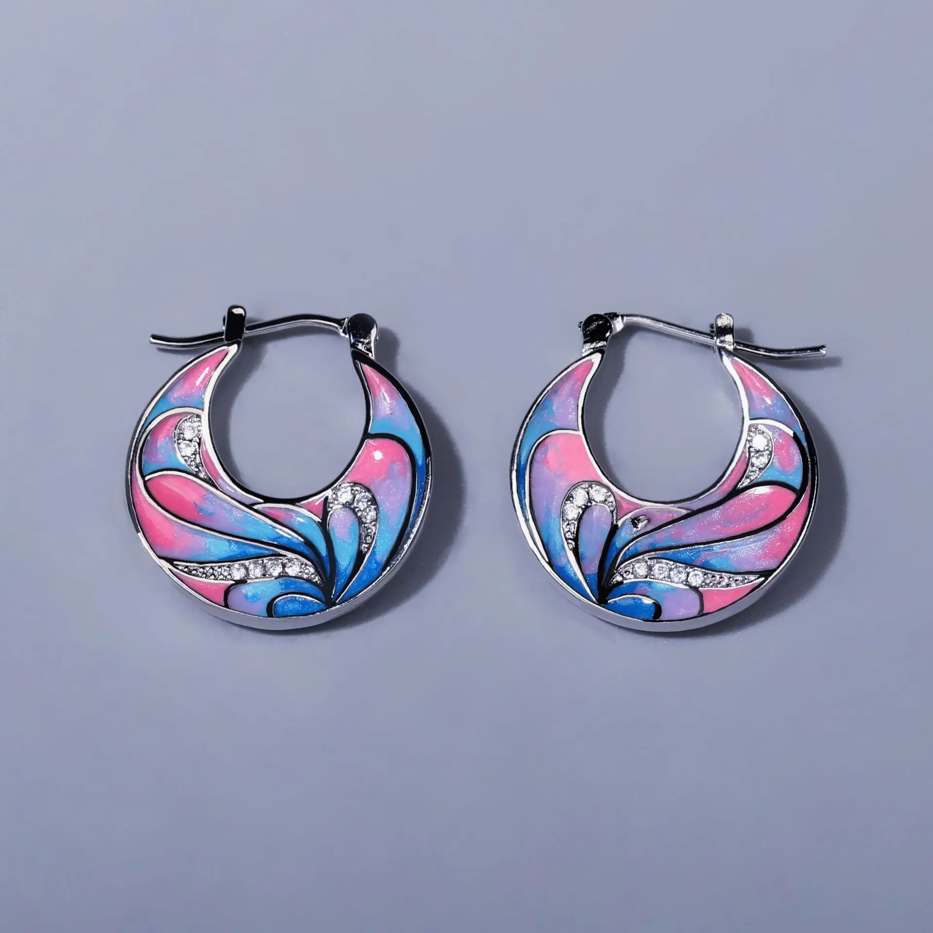 

High Quality Wholesale KYED0509 Flower Shape 3A Small Zircon Enamel Earrings for Women