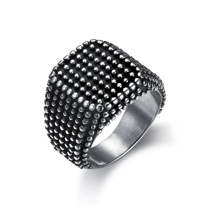 

Punk Vintage Jewelry Simple Dot Antique Silver Stainless Steel Rings For Men 2021