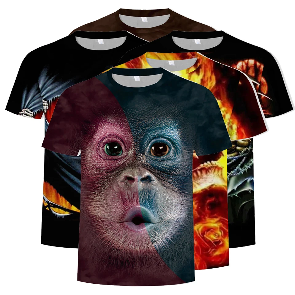 

2021 New Arrivals Unisex Couple 3D Print T-shirt Men's T-shirts Summer Short Sleeve Casual Animal Full Printing Bulk T shirts