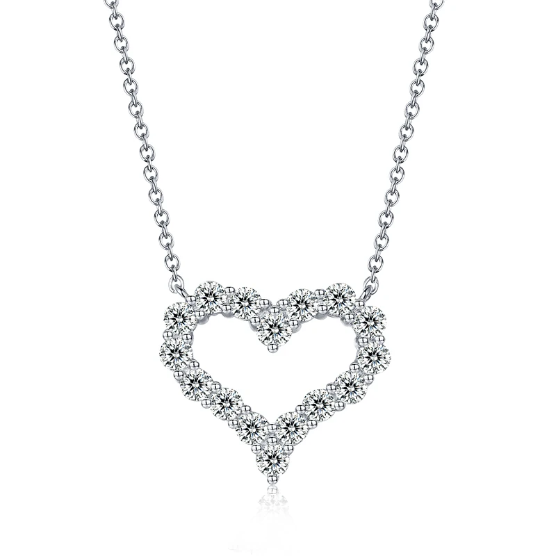 

Romantic Engagement Gift Jewelry 925 Sterling Silver CZ Diamond Heart Pendant Necklace