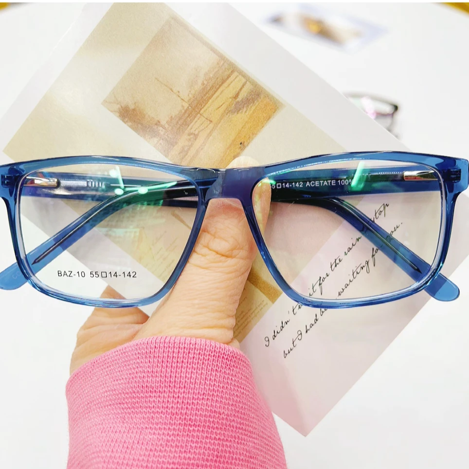 

2021 newest acetate frames optical acetate glasses hot sale acetate blue coating glasses for wholesales stock BAZ-01, 5 colors