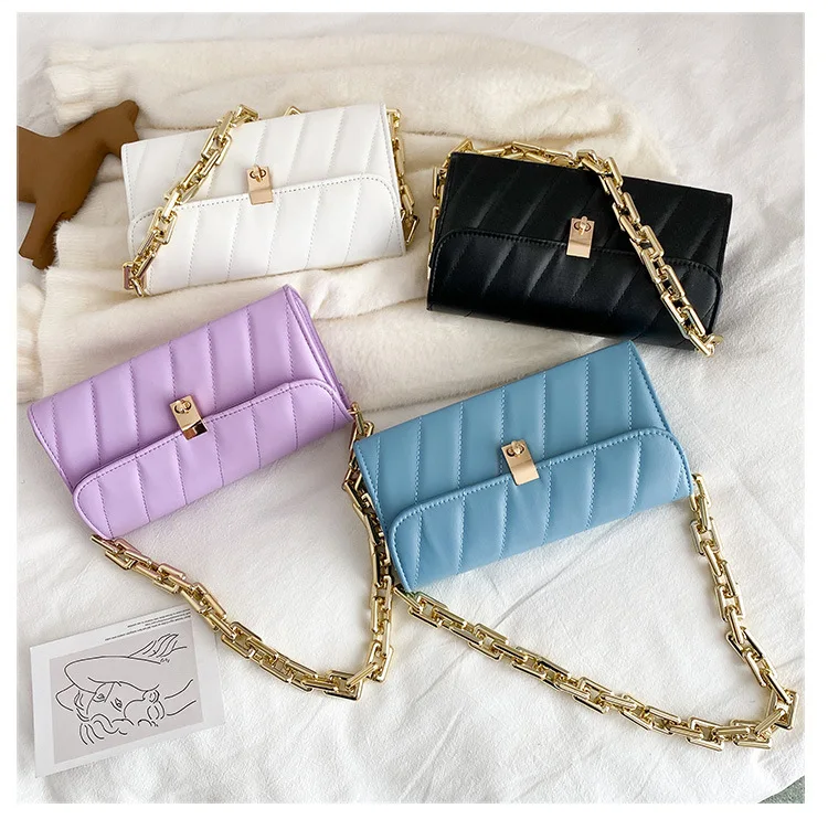 

New fashion cheap price hot sale shoulder bag wholesales price big chain crossbody purse embroidery handbags for women ladies, 3colors