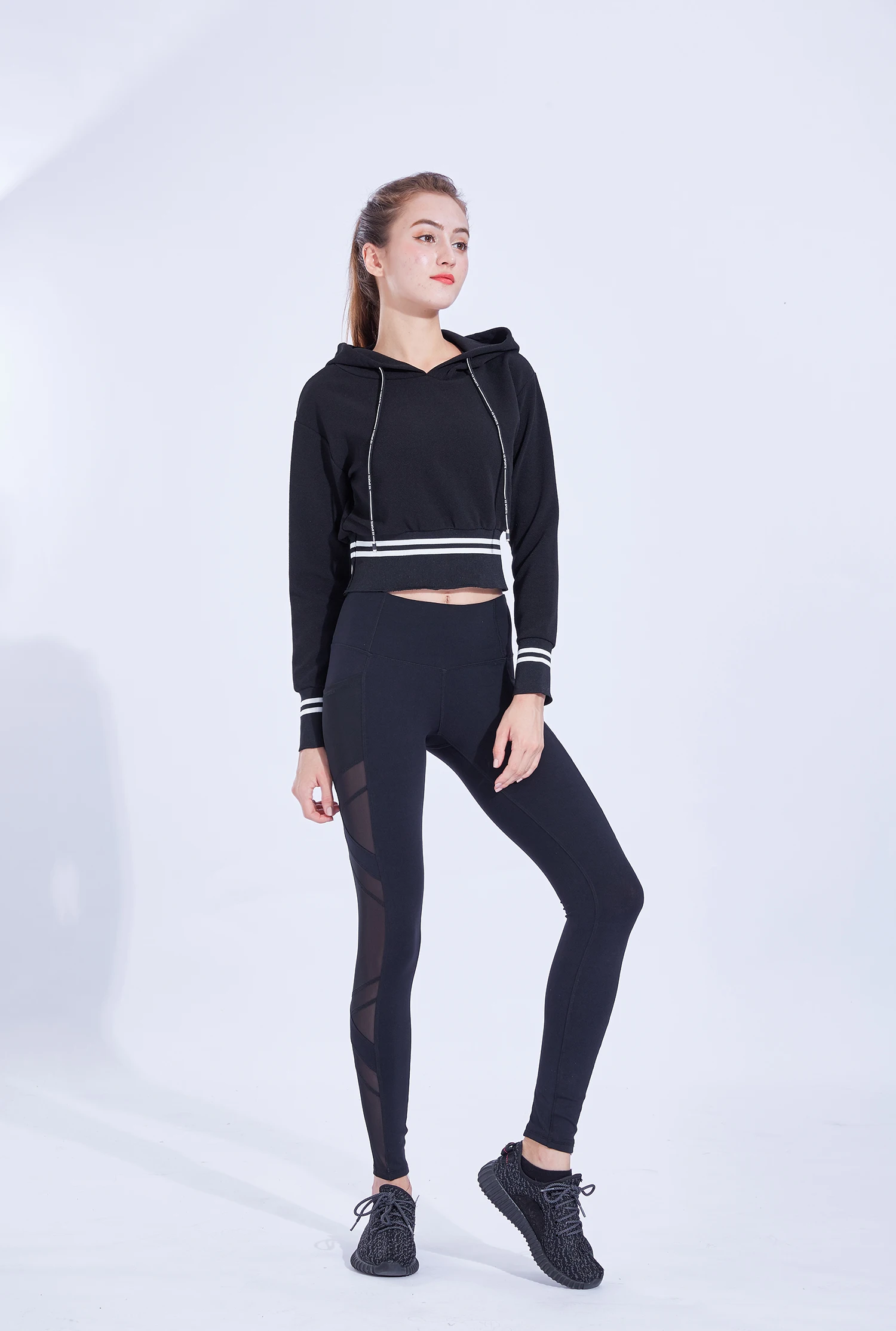 新设计性感时尚数码印花拼接紧身裤瑜伽健身运动裤