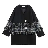 

Elegant fashion quality women coat Multi color Long Sleeve tweed boucle jacket