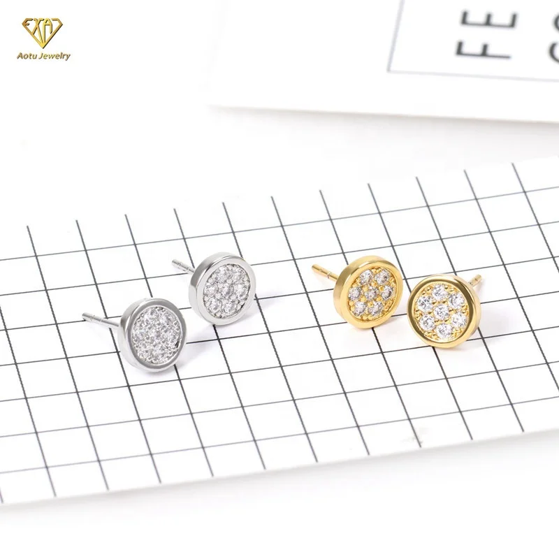 

Aretes Women Jewelry Round Bling Cut Cz Simple Elegant Stud Earrings