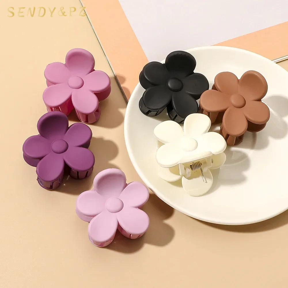 

Hair Claw 4cm Small Flower Matte Clips Colorful Cute hair claw clips small matte Size Pretty Hair Clips For Women Girls