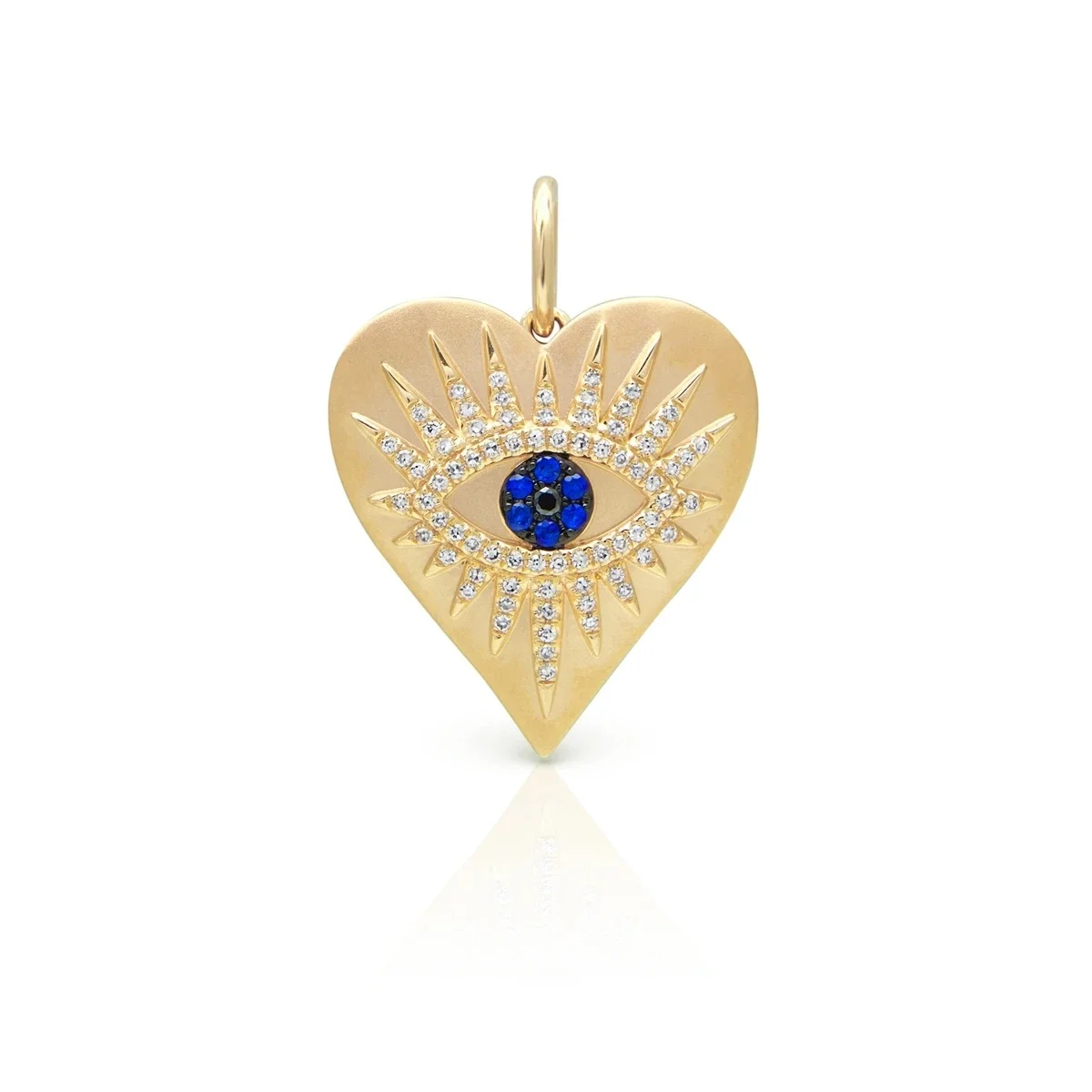 

925 Sterling Silver 18k Gold Plated Hip Hop Heart Evil Eye Pendant Charm for Necklace