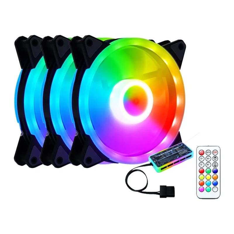 

Ready to ship 12CM control rgb RGB color changing LED Symphony cooling mute computer fan, Multi-color