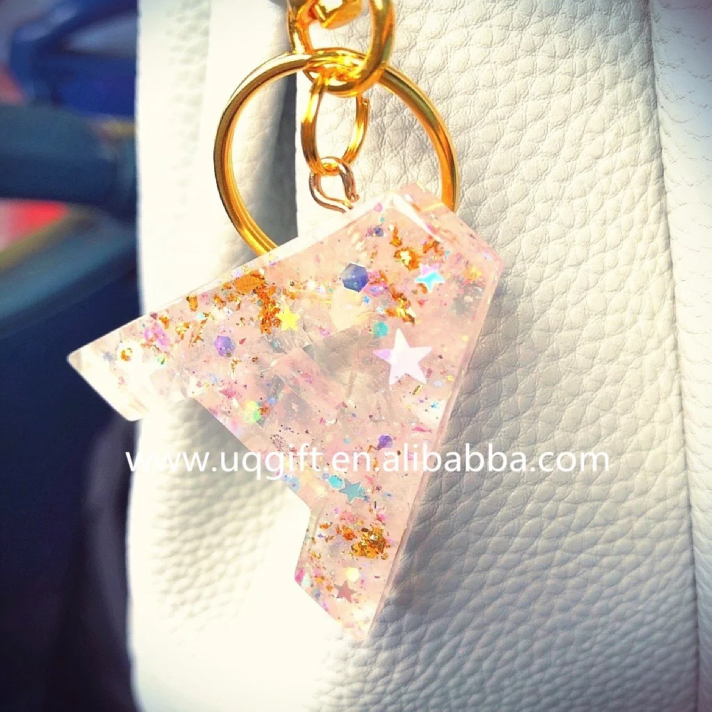 
Custom Monogram Resin Keychain Alphabet A-Z,Initial Colorful Sequined Enamel Resin Acrylic 26 Letters Tassel Car Key ring 