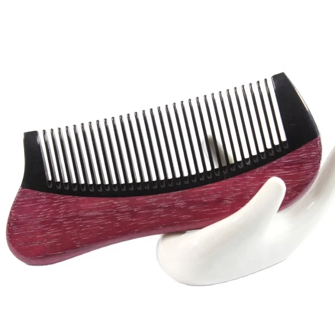 

Custom logo purple natural wooden fine tooth lice comb small pocket beard horn sandalwood comb for men, Natural color