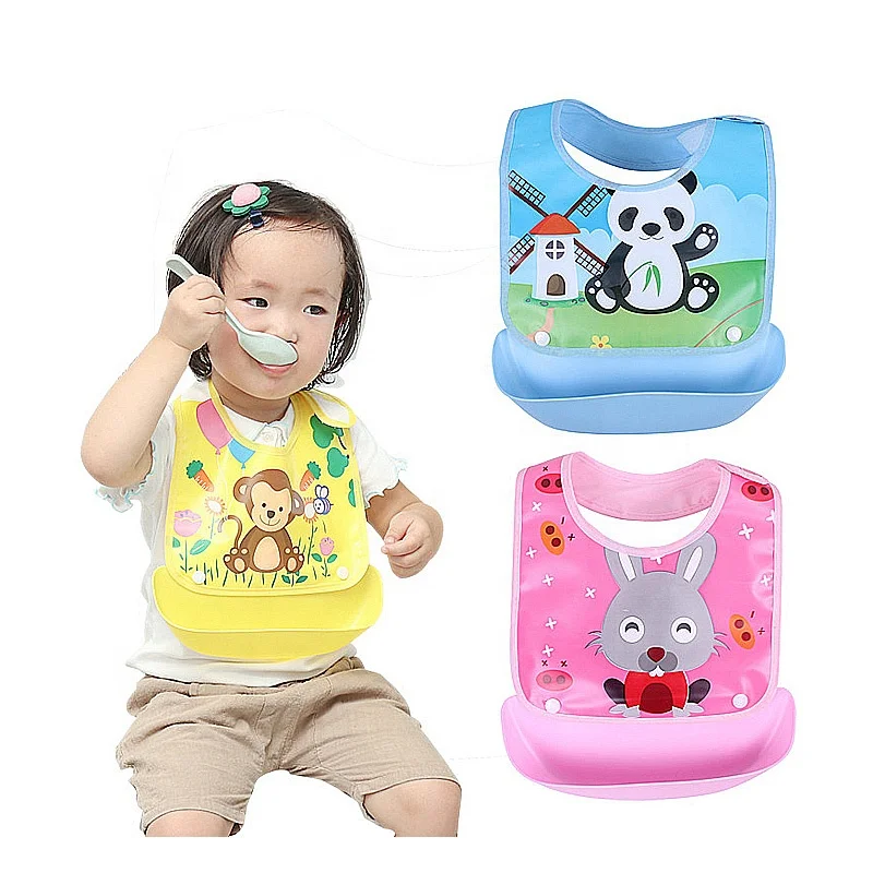 

Wholesale Food Grade baby bib product Soft Waterproof Easy Clean Silicone Bibs Silicone Removable Baby Bib, Multi color