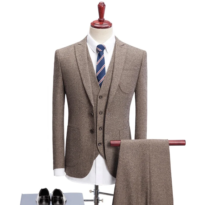 

Formal Slim Fit Business Suit for Man Wedding Best Man Suits Wool Business Coat, As picture