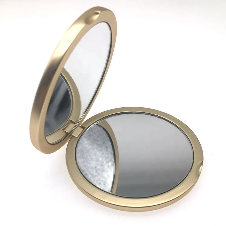 

Custom Logo High Quality Plain Metal Matte Golden Color Pocket Mirror Foldable Double-Sided Mirror Makeup Mirror Gift Item, White,blue,purple,pink