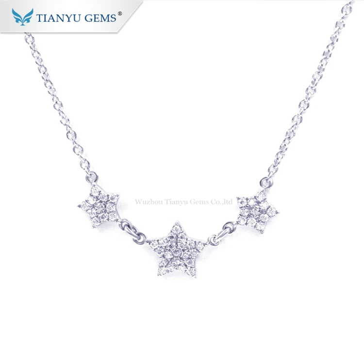 

Tianyu Gems Star Designs Jewelry 10k White Moissanite Womens Gold Necklace