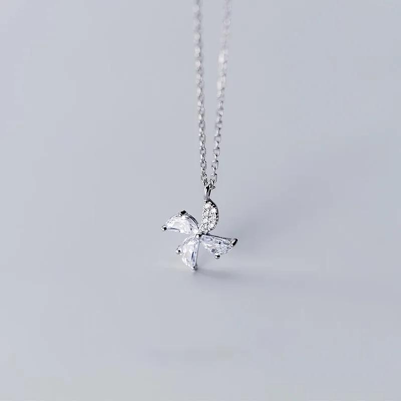 

N1904 Magnetic Bijoux 925 Silver Windmill Diamond Necklace Clavicle Pendant Silver Necklace