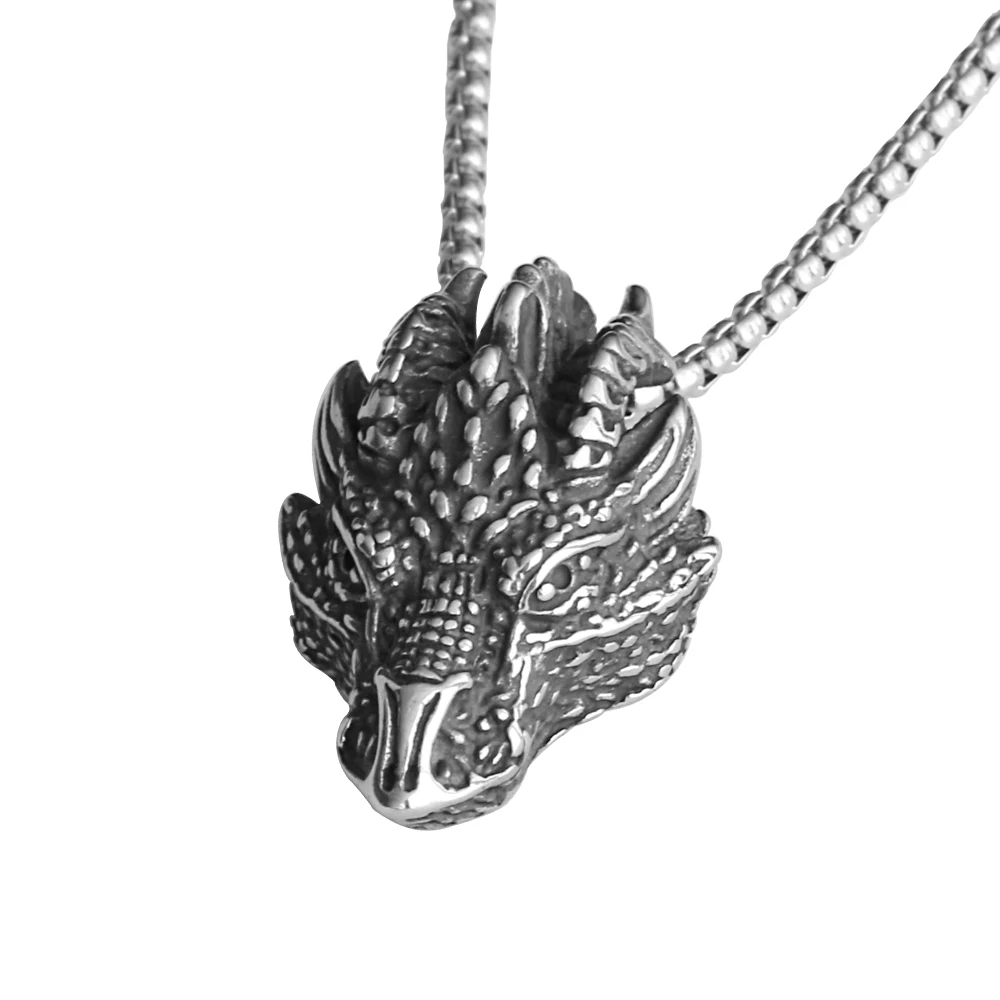 

Non Tarnish Jewelry Vintage Nordic Animal Biker Pendant Pingente Gothic Stainless Steel Dragon Head Pendant