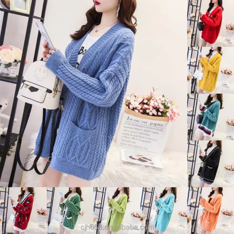 

2021 new winter fashion women's 100% wool long sleeve loose cardigan long knit women's cardigan wholesale, Customized color