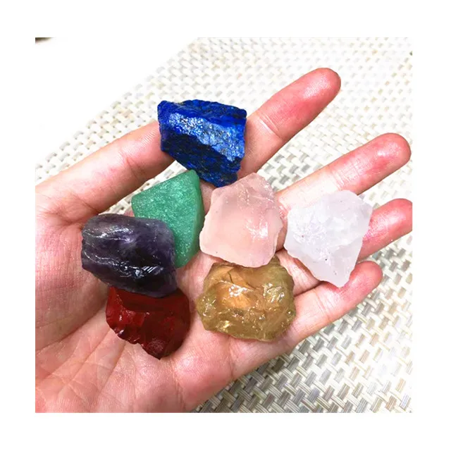 

Wholesale natural hand carved 7 chakra rough stone crystal healing set for meditation