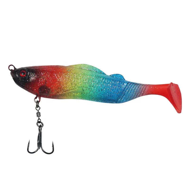 

25g 13cm soft bait Manufacture Bait Fishing T Tail jig head plastic Soft Lure Fish, 8colors