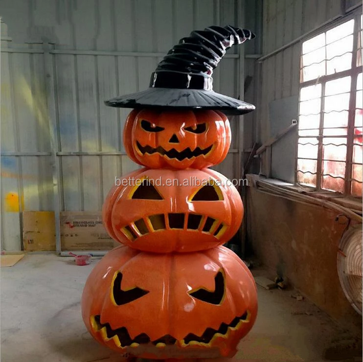 Lighted Fiberglass Halloween Pumpkin For Shopping Mall Or Park ...