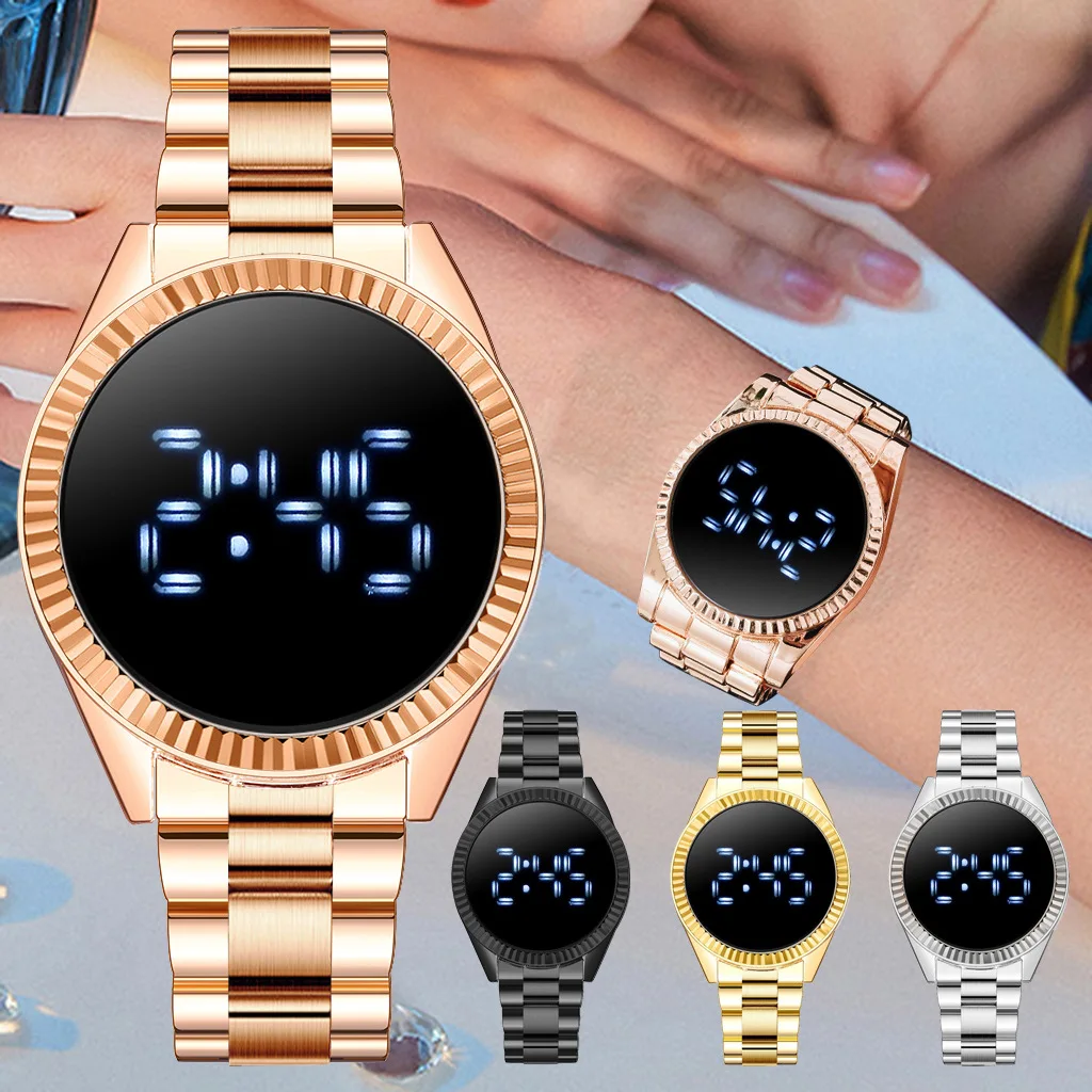 

Fashion Elegant Women's Watch Simple Steel Band LED Electronic Quartz Watch