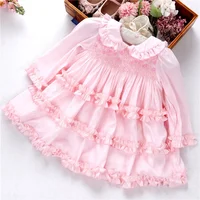 

M91031690 summer baby girls dresses smocked handmade pink ruffles fashion boutiques kids clothes children outfit wholesale