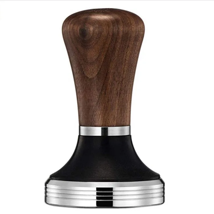 

Stainless Steel Barista Espresso Tamper  with adjustable wooden handle, Wood color