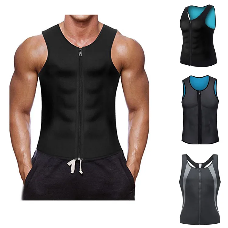

Men Neoprene Sauna Sweat Waist Trainer Vest with Zipper for Weight Loss Gym Workout Body trainer Tank Top Shirt
