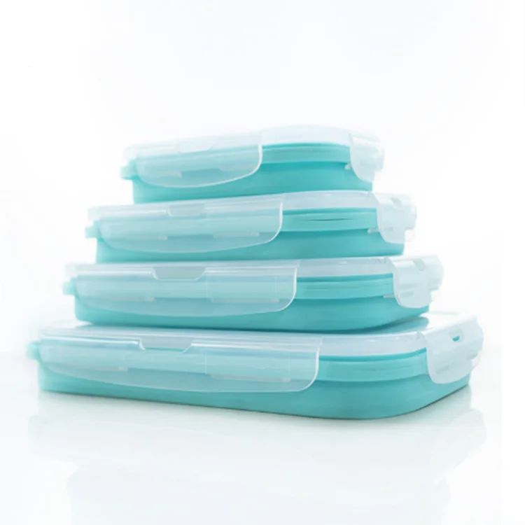 

Food grade rectangular folding silica gel meal box folding silica gel food storage container box