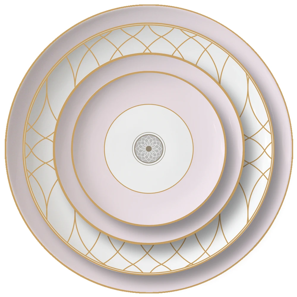 

Best Selling Product China Pink Charger Plates Creative New Design Dinner Set Ceramic Dishes, Customized