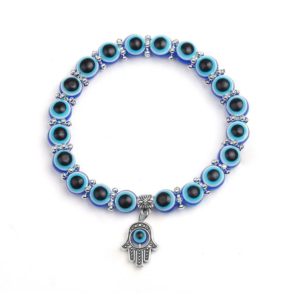 

Men Women New Fashion Turkey Acrylic Religious Charms Beaded Evil Blue Eyes Bead bangles jewelry Bracelet, Mix color or custom colors
