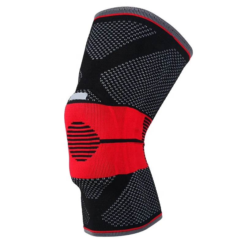 

Ready to Ship Breathable Safety Knee brace knee pad elbow support Basketball Leg Sleeve, Red-grey, blue-orange, black-red