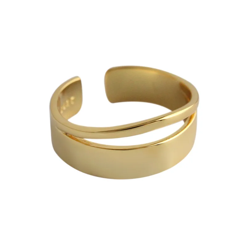 

S925 Sterling Silver Ring Small Simple Cold Scenery Face Double-layer Open Ring Female Versatile Ring