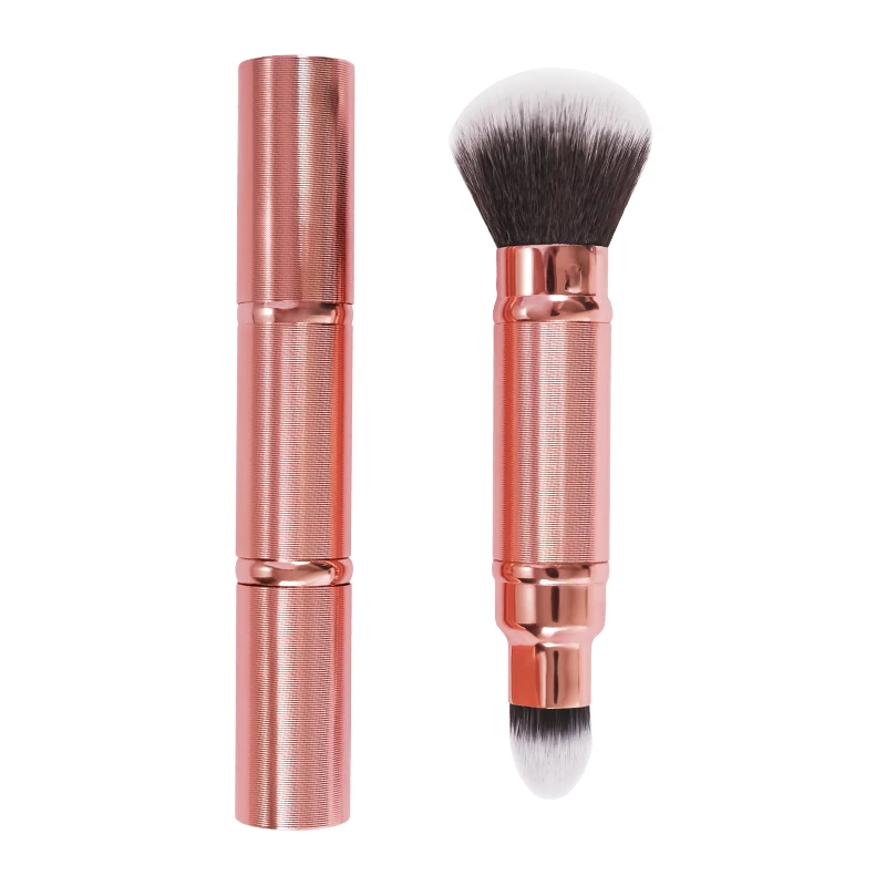 

Gracedo OEM Cstom Your Logo Vegan Pink Double Ended Makeup Brush With a lid, Gold