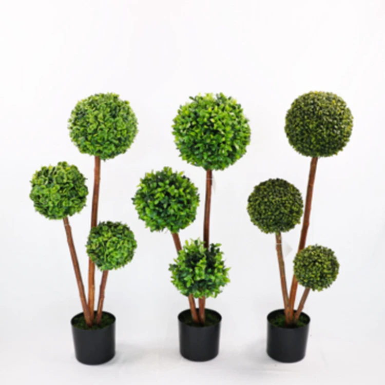 

Outdoor Uv Fire Resistant Topiary Spiral Plastic Cedar Cypress Boxwood Grass Plant Trees Topiary Plants Artificial Ball Tree, Green color