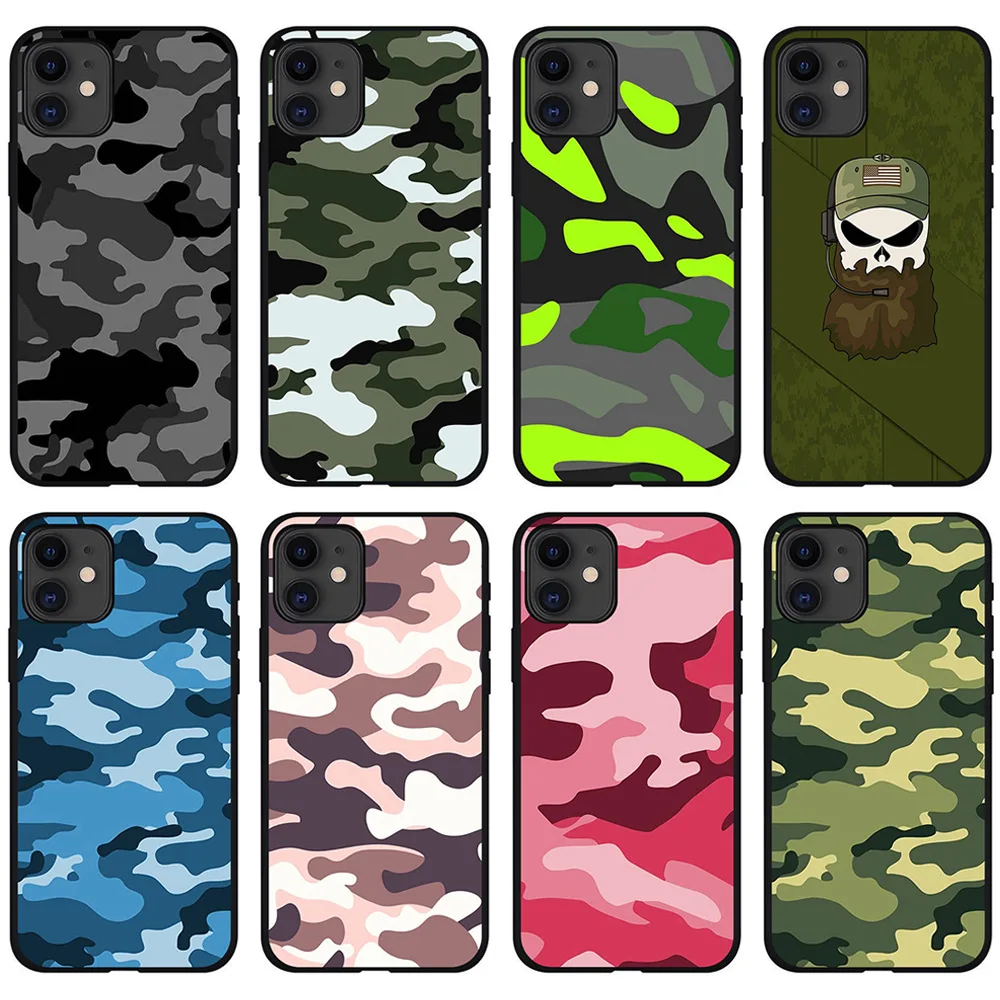 

Army Green Camouflage Phone 12 12pro Max Case Camo Mobile Phone Case For 12pro 6 7 8 6p 7p 8p Xr Xs 11 11pro Cases Cover, Custom any color